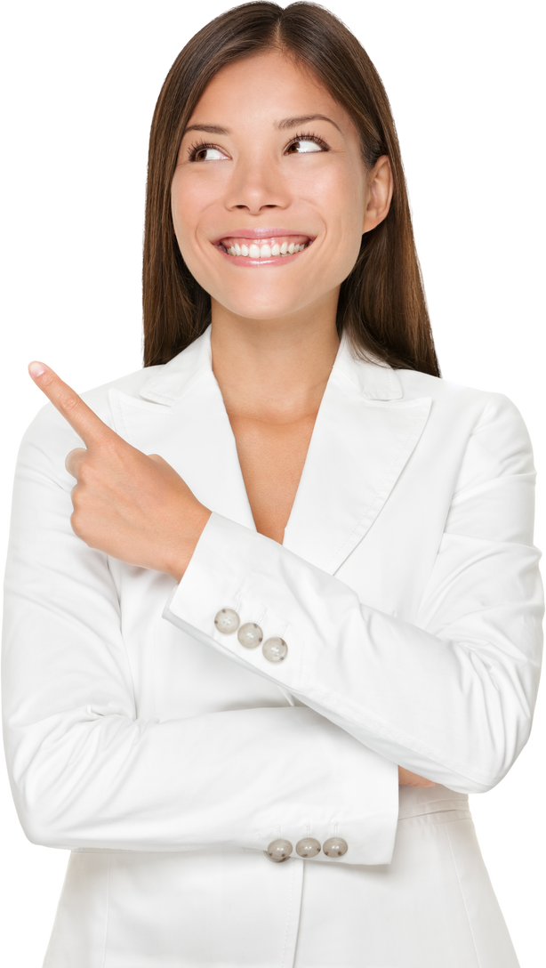 Professional Woman Pointing to the Side